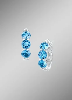 Best Verzierte Creolen mit Blautopas Damen Ohrschmuck
