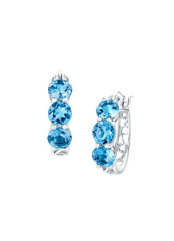 Best Verzierte Creolen mit Blautopas Damen Ohrschmuck