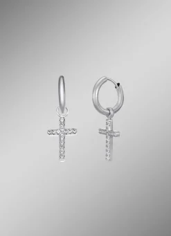Clearance Vielseitige Klappcreolen mit synth. Zirkonia Damen Ohrschmuck