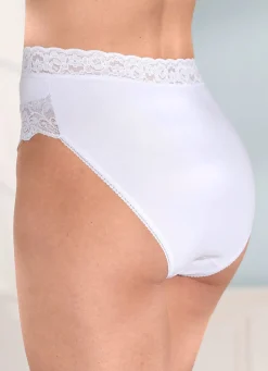 New Viererpack Slips mit elastischer Spitze Damen Slips