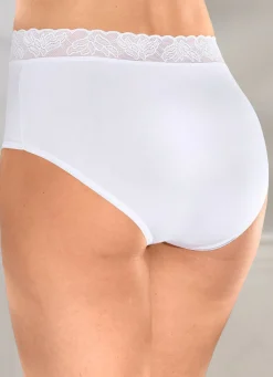 Hot Viererpack Slips mit elastischem Spitzenbund Damen Slips