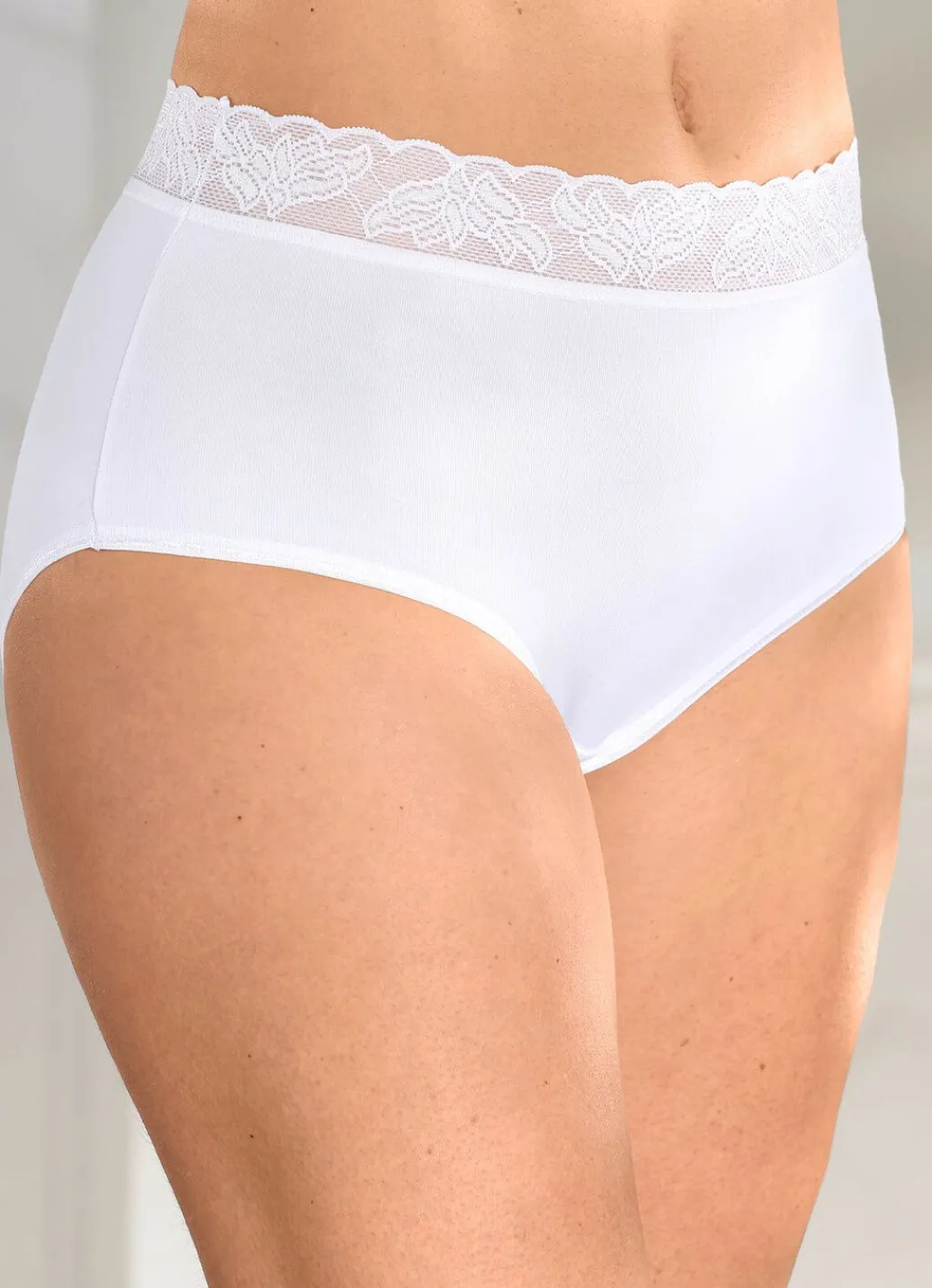 Hot Viererpack Slips mit elastischem Spitzenbund Damen Slips
