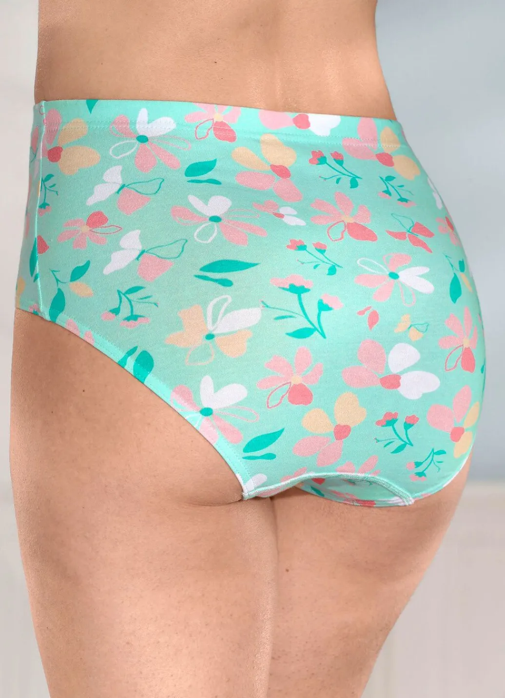 Discount Viererpack Slips mit farbharmonischem Floraldessin Damen Slips
