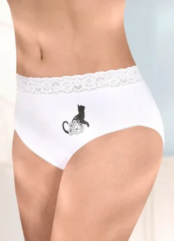 Discount Viererpack Slips mit Katzenmotiv Damen Slips