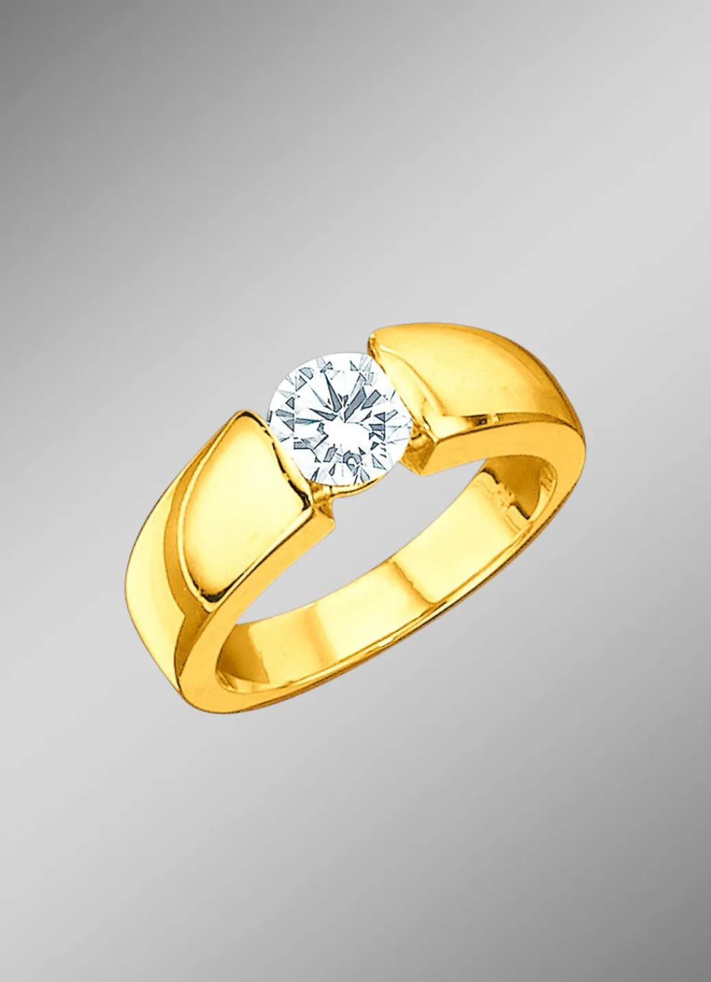 Best Vollmassiver Solitär-Damenring mit Brillant Damen Ringe