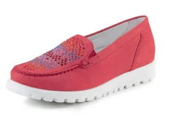 New Waldläufer Mokassin-Slipper mit bunten Glitzersteinchen besetzt Damen Slipper