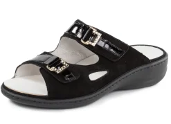Discount Waldläufer Pantolette mit Metallschmuck mit Glitzersteinchen Damen Pantoletten