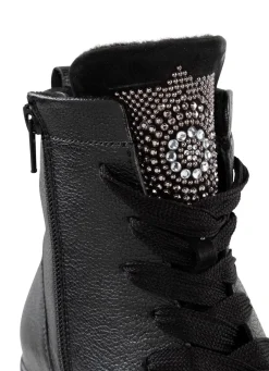 New Waldläufer Schnür-Bootie mit effektvollen Glitzer-Steinchen Damen Winterschuhe|Stiefel & Stiefeletten