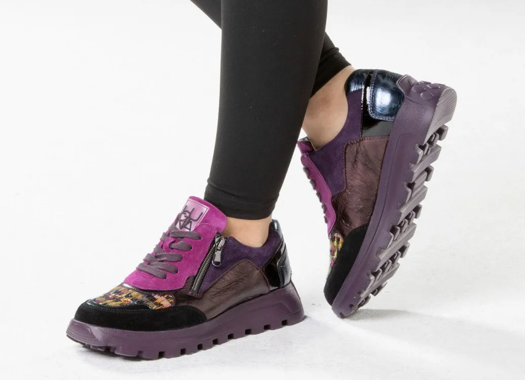 Clearance Waldläufer Schnür-Sneaker mit buntem Textilmaterial kombiniert Damen Sneaker & Sportschuhe|Schnürschuhe