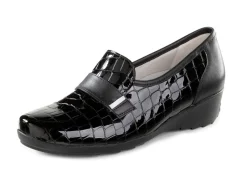 Discount Waldläufer Slipper aus krokogeprägtem Lackleder und Nappaleder Damen Slipper
