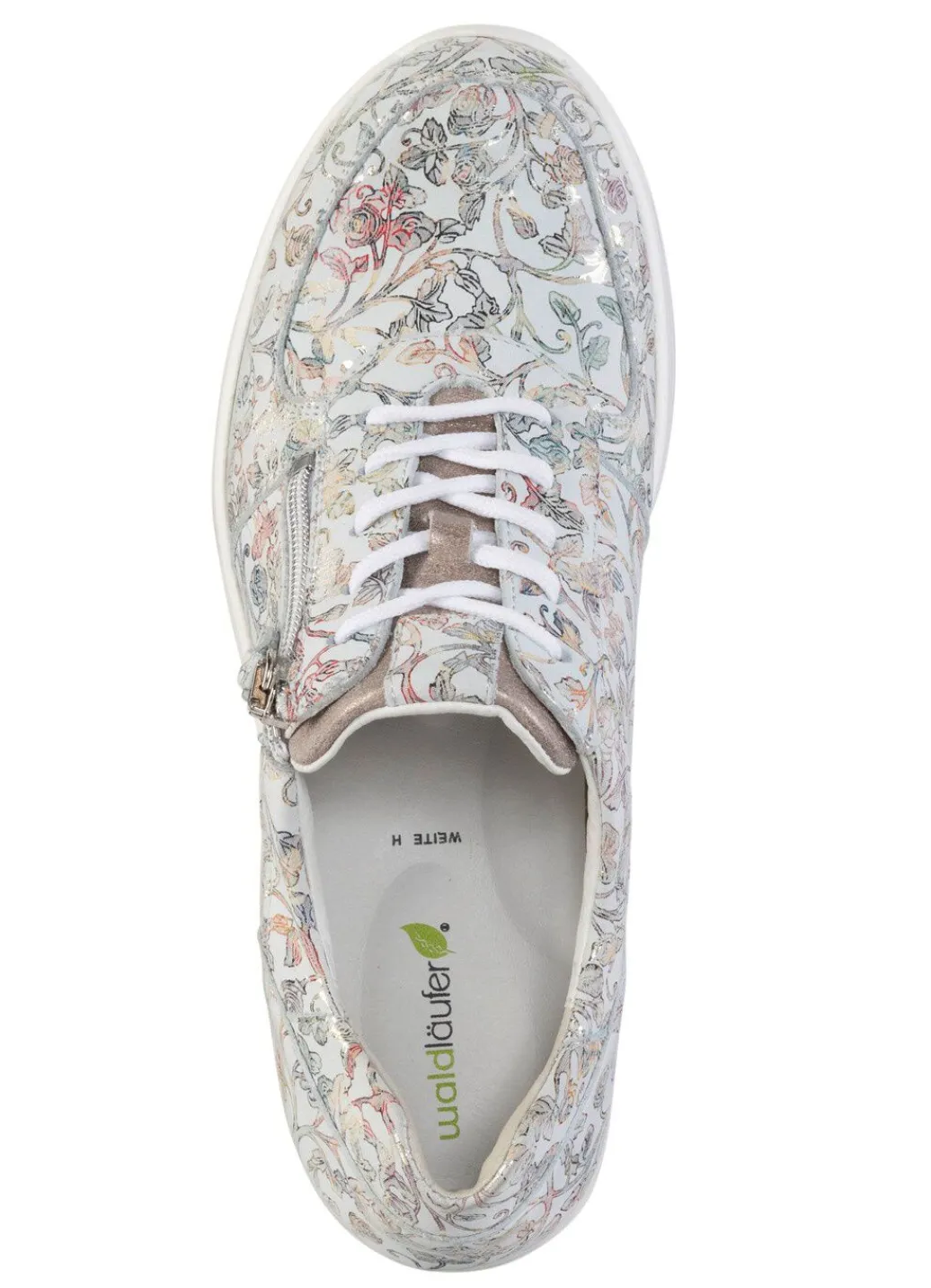 Online Waldläufer Sneaker aus floral bedrucktem Nubukleder Damen Sneaker & Sportschuhe|Schnürschuhe