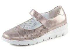Hot Waldläufer Spangenschuh aus teilweise gelochtem Leder Damen Slipper
