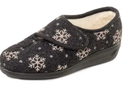 Discount Warme Damen-Hausschuhe, Weite H, mit Klettverschluss Damen Hausschuhe