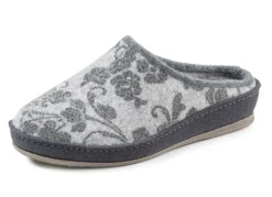 Damen Mona Hausschuhe<Wollfilz-Pantoffel mit floralem Druck