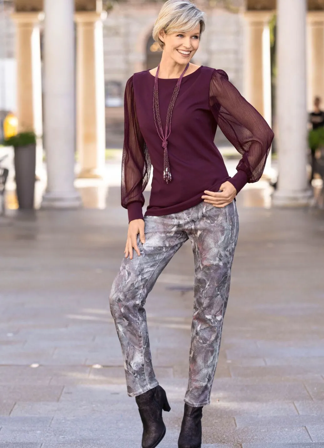 Damen Mona Lange Hosen<Wunderschön dessinierte Hose