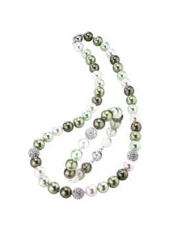 Outlet Wunderschön schimmerndes, 2-teiliges Schmuck-Set Damen Halsketten|Armbänder