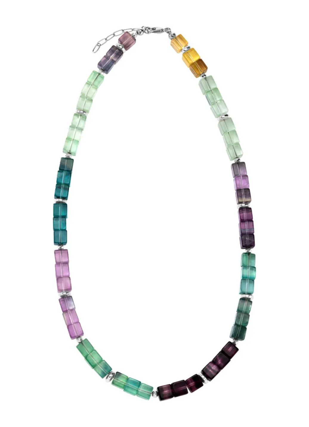 Best Wunderschöne Garnitur mit Hämatit, beh. und Fluorit in Multicolor Damen Halsketten|Armbänder