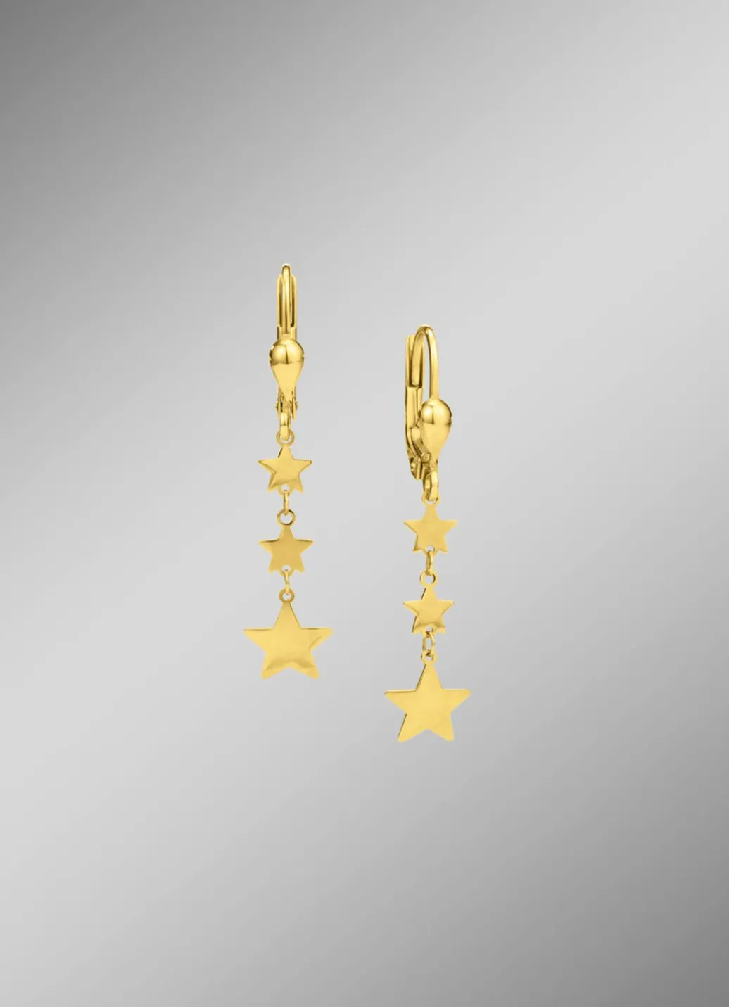 New Wundervolle Sternen-Ohrringe aus Gold 585/- fein Damen Ohrschmuck