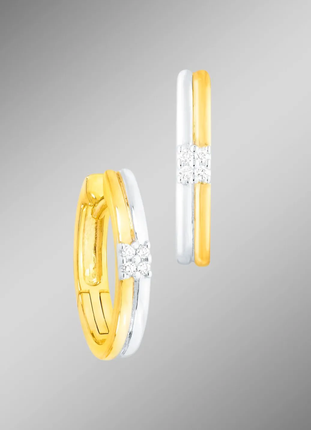 Sale Zeitlose Creolen in Bicolor mit Brillanten Damen Ohrschmuck