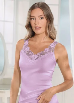 Outlet Zweierpack Hemden mit Stickereispitze Damen Unterhemden