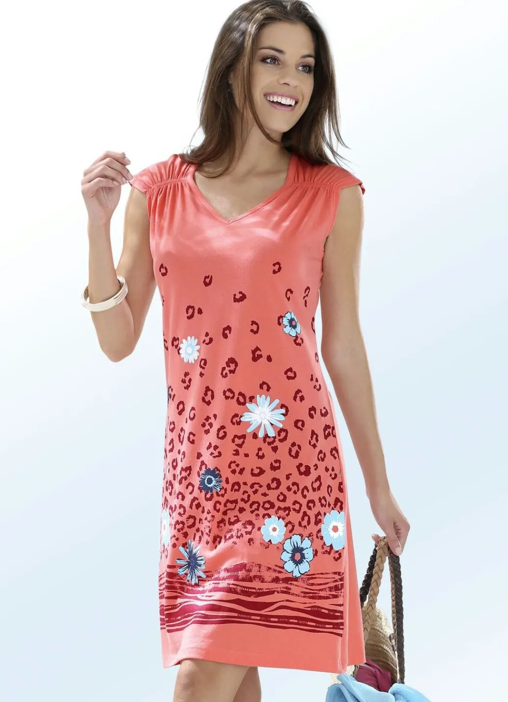 Damen Mona Strandkleider|Sommerkleider<Zweierpack Kleider mit platziertem Druckdessin und überschnittenen Ärmeln